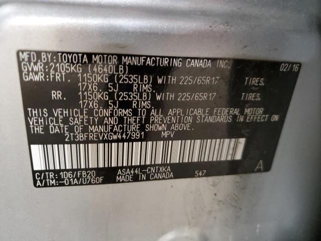 Photo 10 from auction – 2016 TOYOTA RAV4 LE with VIN 2T3BFREVXGW447991