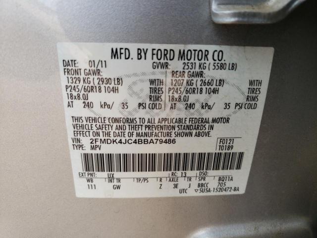 Photo 10 from auction – 2011 FORD EDGE SEL with VIN 2FMDK4JC4BBA79486