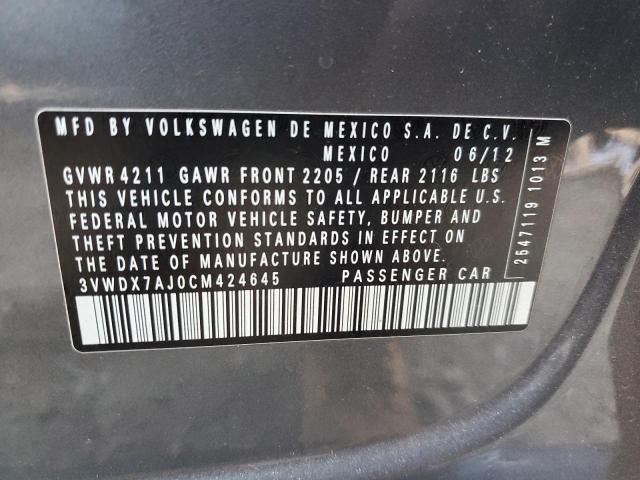 Photo 10 from auction – 2012 VOLKSWAGEN JETTA SE with VIN 3VWDX7AJ0CM424645