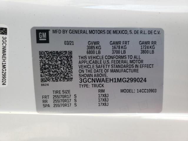 Photo 10 from auction – 2021 CHEVROLET SILVERADO with VIN 3GCNWAEH1MG299024
