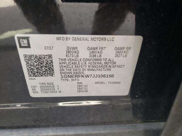 Photo 10 from auction – 2018 CHEVROLET TRAVERSE L with VIN 1GNERFKW7JJ106156