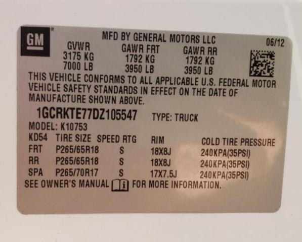 Photo 10 from auction – 2013 CHEVROLET SILVERADO with VIN 1GCRKTE77DZ105547