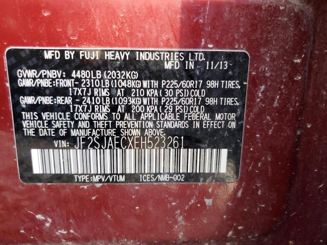 Photo 10 from auction – 2014 SUBARU FORESTER 2 with VIN JF2SJAECXEH523261