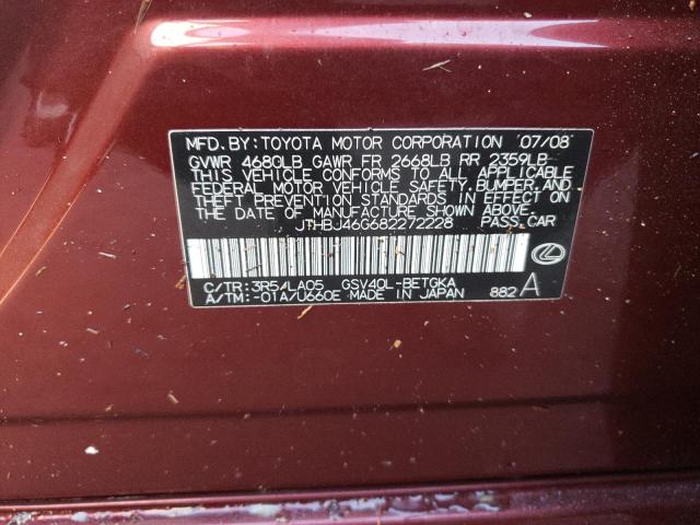Photo 10 from auction – 2008 LEXUS ES 350 with VIN JTHBJ46G682272228