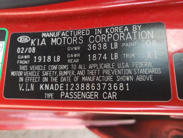Photo 10 from auction – 2008 KIA RIO BASE with VIN KNADE123886373681