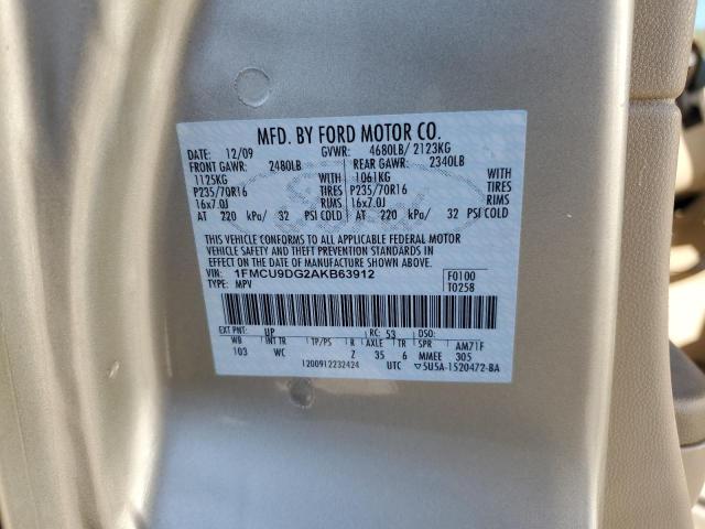 Photo 10 from auction – 2010 FORD ESCAPE XLT with VIN 1FMCU9DG2AKB63912