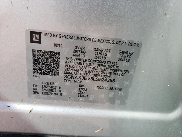 Photo 10 from auction – 2020 CHEVROLET EQUINOX LT with VIN 3GNAXJEV5LS524355