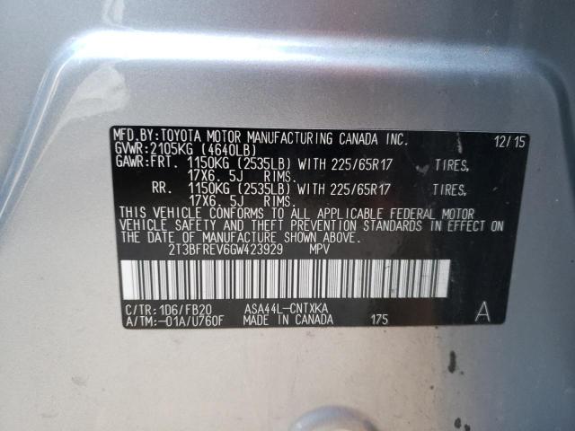 Photo 10 from auction – 2016 TOYOTA RAV4 LE with VIN 2T3BFREV6GW423929