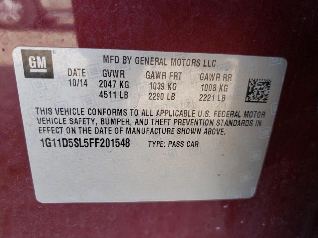 Foto 10 de la subasta – 2015 CHEVROLET MALIBU 2LT con VIN 1G11D5SL5FF201548