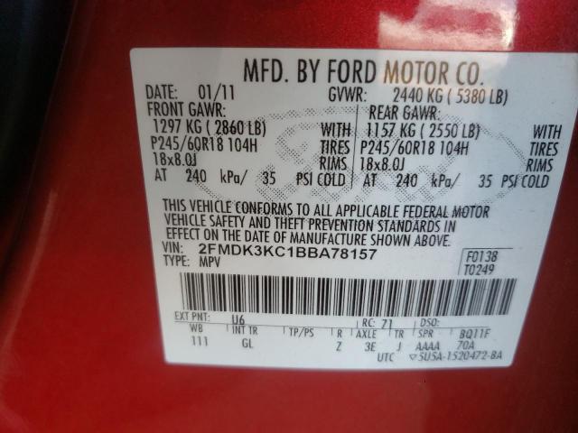 Photo 10 from auction – 2011 FORD EDGE LIMIT with VIN 2FMDK3KC1BBA78157