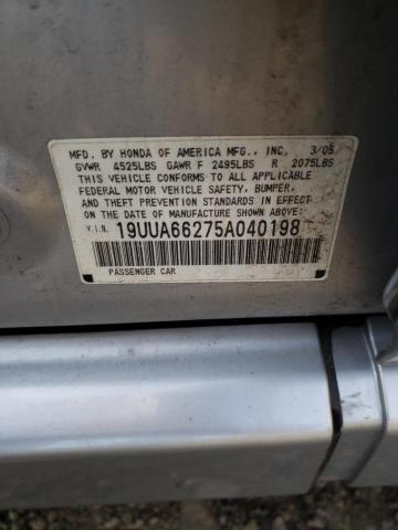 Photo 10 from auction – 2005 ACURA TL with VIN 19UUA66275A040198