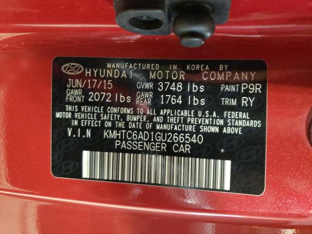 Photo 10 from auction – 2016 HYUNDAI VELOSTER with VIN KMHTC6AD1GU266540