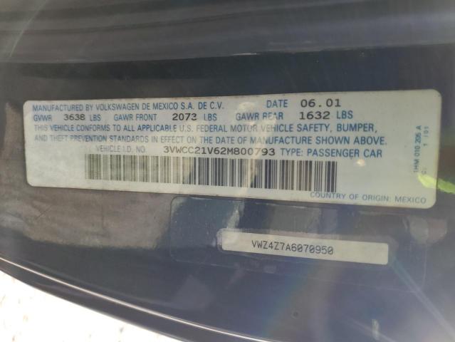 Photo 10 from auction – 2002 VOLKSWAGEN CABRIO with VIN 3VWCC21V62M800793