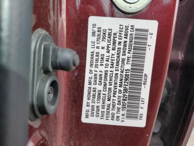 Photo 10 from auction – 2015 HONDA CIVIC LX with VIN 19XFB2F58FE290815