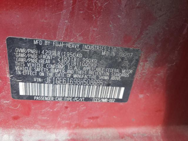 Photo 10 from auction – 2008 SUBARU IMPREZA with VIN JF1GE61698H508685