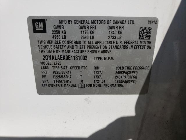Photo 10 from auction – 2014 CHEVROLET EQUINOX LS with VIN 2GNALAEK0E1181003