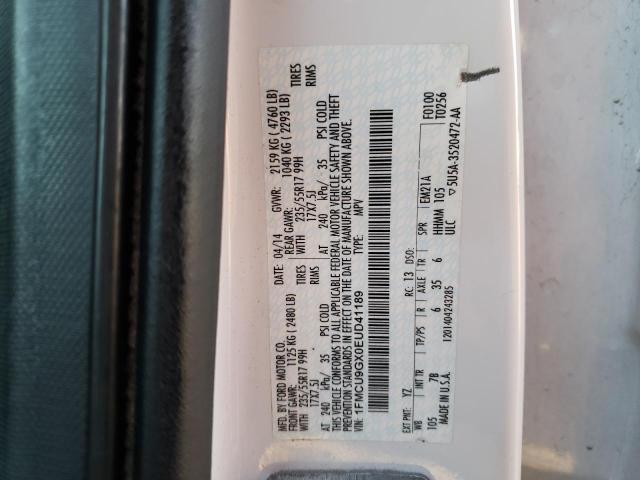 Photo 10 from auction – 2014 FORD ESCAPE SE with VIN 1FMCU9GX0EUD41189