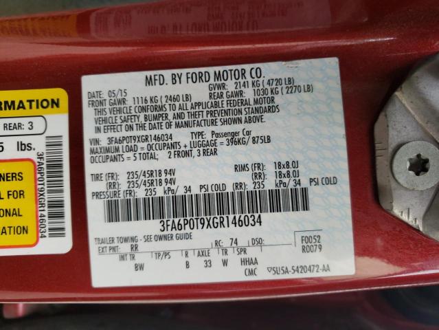 Photo 10 from auction – 2016 FORD FUSION SE with VIN 3FA6P0T9XGR146034