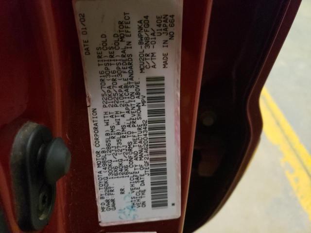 Photo 10 from auction – 2002 TOYOTA HIGHLANDER with VIN JTEGF21A620043482