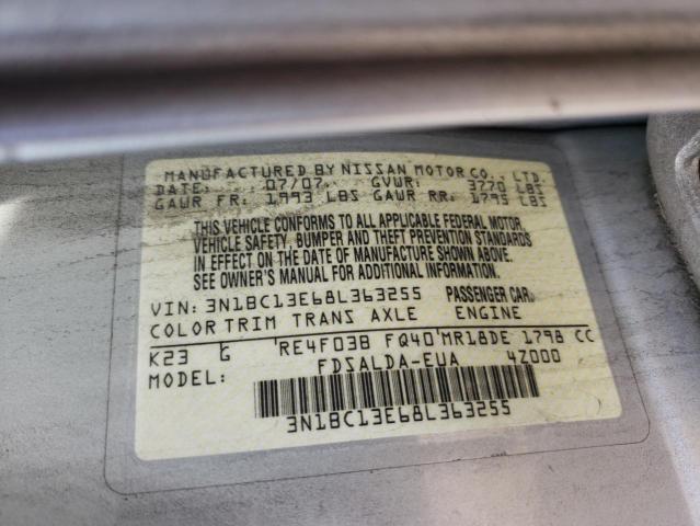 Photo 10 from auction – 2008 NISSAN VERSA S with VIN 3N1BC13E68L363255