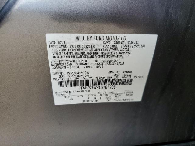 Photo 10 from auction – 2012 FORD TAURUS LIM with VIN 1FAHP2FW8CG101908