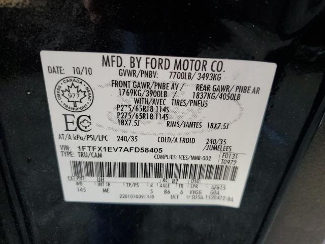 Photo 10 from auction – 2010 FORD F150 SUPER with VIN 1FTFX1EV7AFD58405