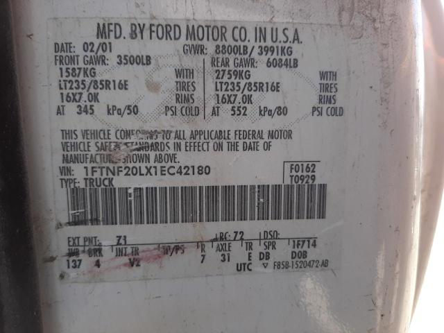 Photo 10 from auction – 2001 FORD F250 SUPER with VIN 1FTNF20LX1EC42180
