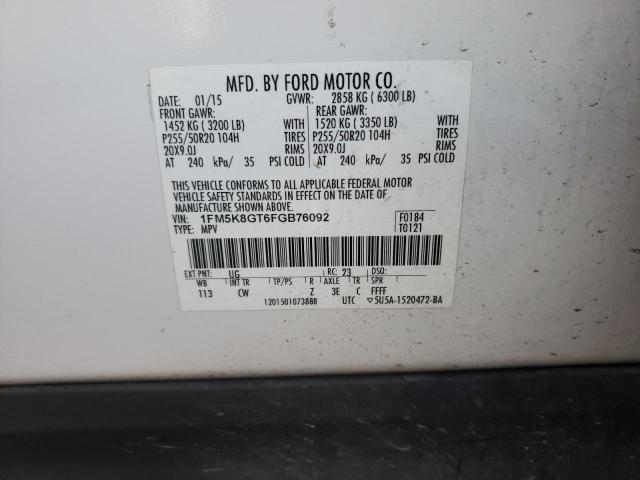 Photo 10 from auction – 2015 FORD EXPLORER S with VIN 1FM5K8GT6FGB76092