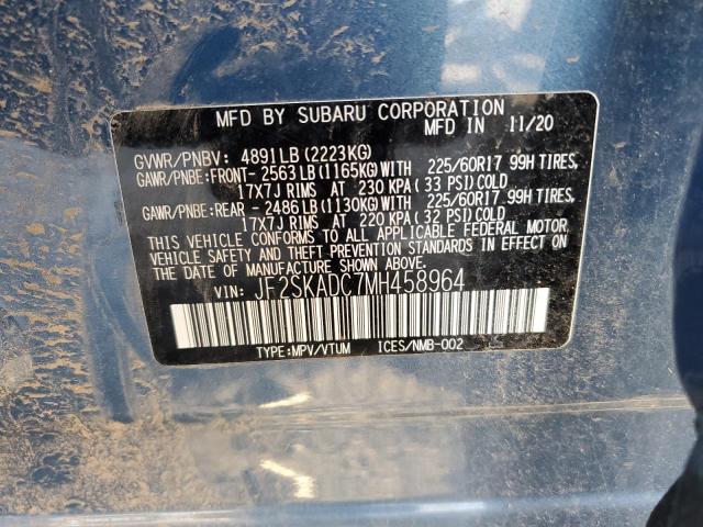 Photo 10 from auction – 2021 SUBARU FORESTER with VIN JF2SKADC7MH458964
