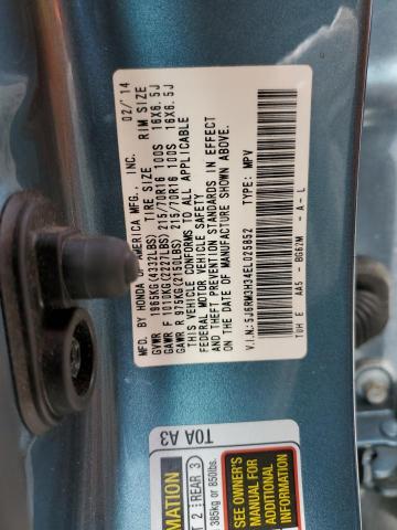Photo 10 from auction – 2014 HONDA CR-V LX with VIN 5J6RM3H34EL025852