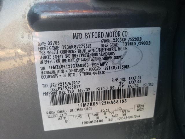 Photo 10 from auction – 2005 FORD FREESTYLE with VIN 1FMZK05125GA68183