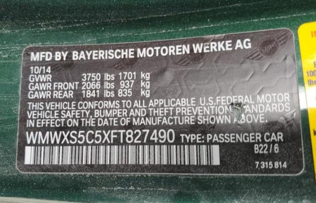 Photo 10 from auction – 2015 MINI COOPER with VIN WMWXS5C5XFT827490
