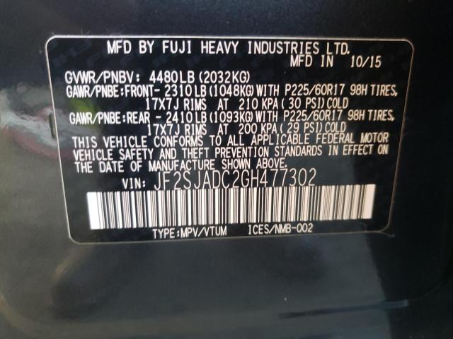 Photo 10 from auction – 2016 SUBARU FORESTER 2 with VIN JF2SJADC2GH477302