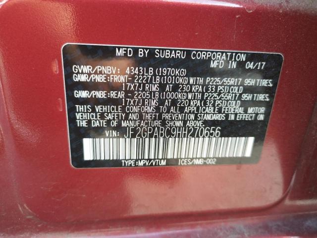 Photo 10 from auction – 2017 SUBARU CROSSTREK with VIN JF2GPABC9HH270656