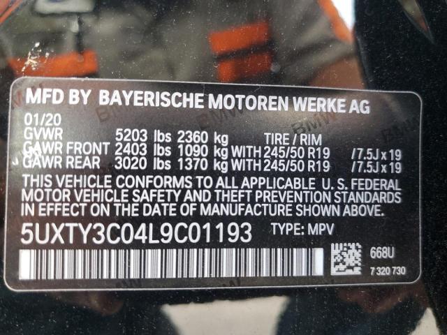 Photo 10 from auction – 2020 BMW X3 SDRIVE3 with VIN 5UXTY3C04L9C01193