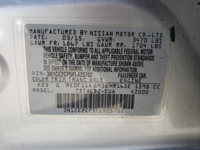 Photo 10 from auction – 2015 NISSAN VERSA NOTE with VIN 3N1CE2CP5FL425702