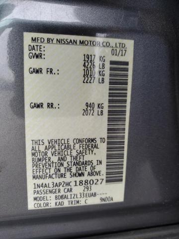 Photo 10 from auction – 2017 NISSAN ALTIMA 2.5 with VIN 1N4AL3AP2HC188027