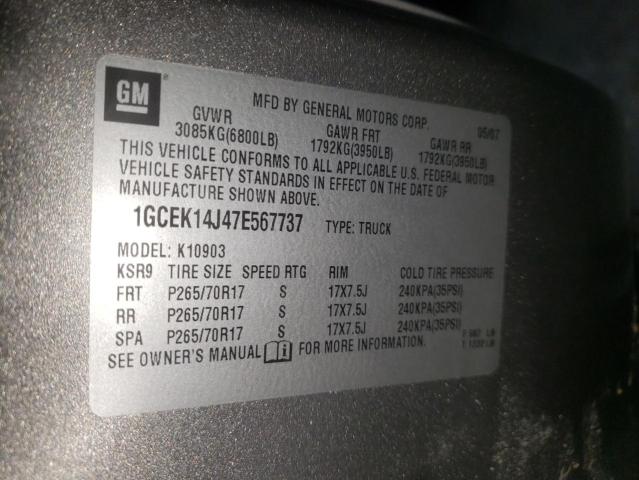 Zdjęcie 10 z aukcji – 2007 CHEVROLET SILVERADO z VIN 1GCEK14J47E567737