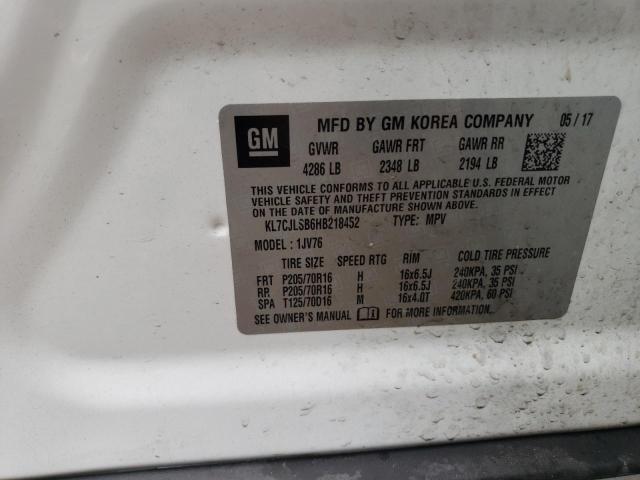Photo 10 from auction – 2017 CHEVROLET TRAX 1LT with VIN KL7CJLSB6HB218452