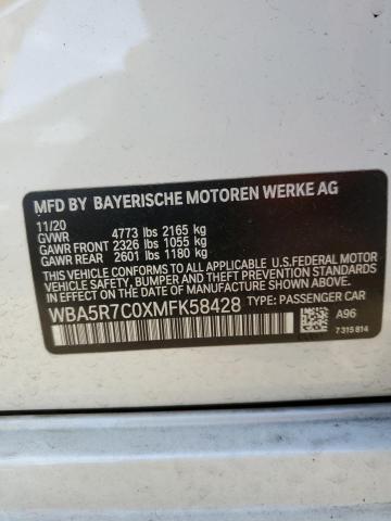 Photo 10 from auction – 2021 BMW 330XI with VIN WBA5R7C0XMFK58428