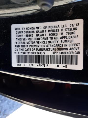 Photo 10 from auction – 2012 HONDA CIVIC LX with VIN 19XFB2F50CE328579