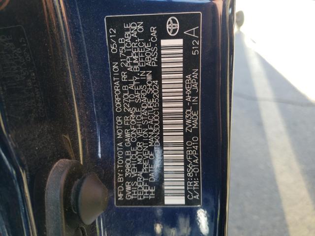 Photo 10 from auction – 2012 TOYOTA PRIUS with VIN JTDKN3DU0C1552024