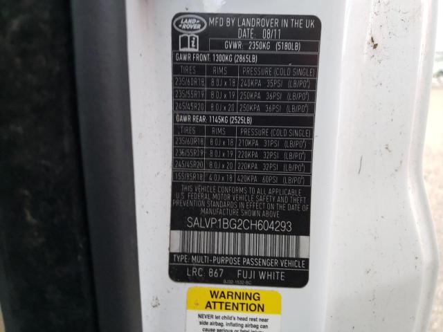 Photo 10 from auction – 2012 LAND ROVER RANGE ROVE with VIN SALVP1BG2CH604293