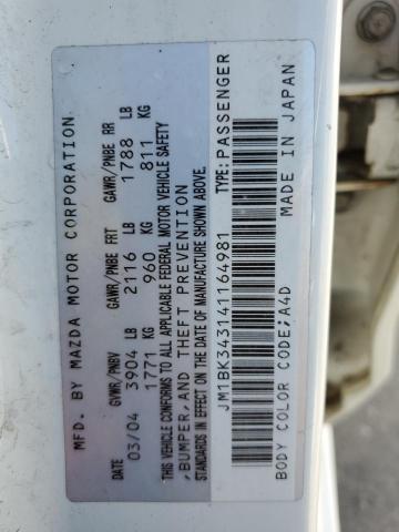 Photo 10 from auction – 2004 MAZDA 3 HATCHBAC with VIN JM1BK343141164981