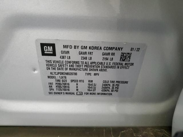 Photo 10 from auction – 2022 CHEVROLET TRAX 1LT with VIN KL7CJPSM2NB520700