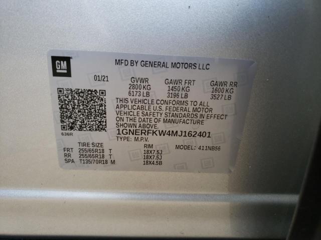 Photo 10 from auction – 2021 CHEVROLET TRAVERSE L with VIN 1GNERFKW4MJ162401
