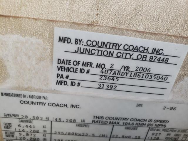 Photo 10 from auction – 2006 COUN COACH with VIN 4U7A8DY1861035040