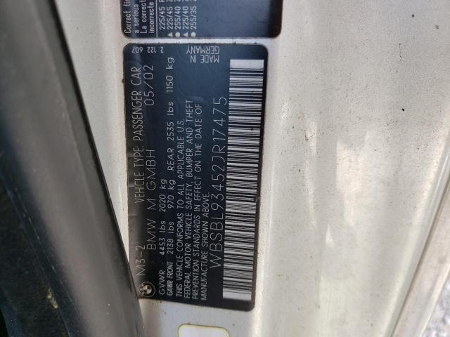 Photo 10 from auction – 2002 BMW M3 with VIN WBSBL93452JR17475