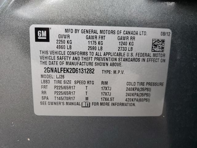 Photo 10 from auction – 2013 CHEVROLET EQUINOX LT with VIN 2GNALFEK2D6131282