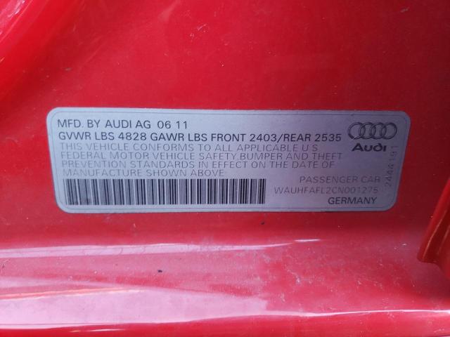 Photo 10 from auction – 2012 AUDI A4 PREMIUM with VIN WAUHFAFL2CN001275